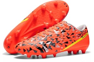 DREAM PAIRS fotbollsskor för män, snörning, Orange/Mörkgrå, 42 EU