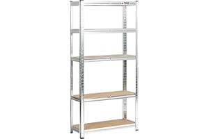 Rhino Racking - 5 Tier Heavy-Duty Industrial Storage Shelves - Galvanised - 150x75x30cm