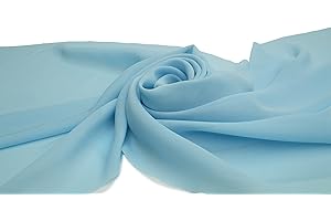 ORIENT FASHION Chiffon liscio, tessuto arioso, velo 50 x 150 cm (Azzurro)