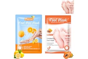 HENJUNU Maschera Piedi Esfoliante 2 paia,Maschera Piedi,Peeling Piedi,Trattamento Intensivo Nutriente,Secchi e Screpolati,Rimozione Della Pelle Morta,Desquamazione di Calli,Papaya+Arancia