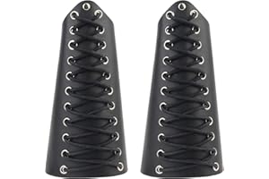 Thajaling 2 Pieces Viking Leather Bracers, Medieval Cuff Leather Wristband, Punk Knight Archery Bracers for Men Women