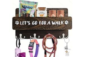 Niciksty Hundegarderobe mit Ablage, Hundeleinenhalter Wand für Ordnen von Leinen und Zubehör, Wandhaken für Hundeleine, Hölzerne Hundeleinen Halterung für Flur, Eingangsbereich, Braun