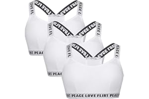 BYSION Reggiseni da Allenamento per Ragazze Cotone Adolescenti Bambine Sportivo Intimo con Imbottiture Rimovibili Top per 8-16 Anni - Confezione da 4