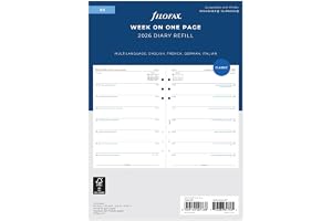 Filofax A5 vecka per sida 4 språk 2026 dagbok 26-68517