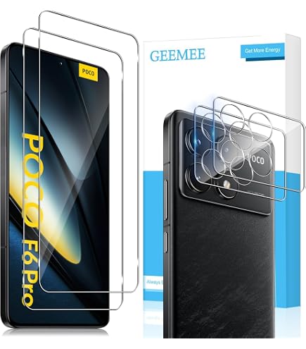 Wookfiss Vetro Temperato per Xiaomi POCO F6 Pro 5G Pellicola Protettiva(2) +Proteggi Lenti(2) Anti Graffi HD Trasparenza Protettiva Film for POCO F6 Pro