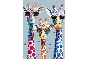 MEIYUDA Diamond Painting Art Girafes Cool, 5D Diamond Painting Adulte Enfant Animaux, Decoration Chambre DIY Des Pierres Précieuses Pour La, Maison Décoration Murale Cadeaux 30x40cm