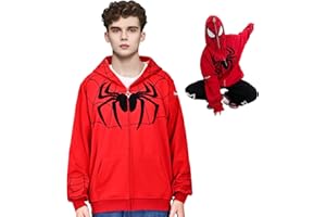 Forfamy Felpa con Cappuccio Uomo, Felpa con Cappuccio e Zip Donna, Felpa Supereroi Ricamo con Stampa Ragno, Costume Cosplay per Halloween, Carnevale