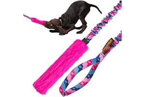 Tug-E-Nuff Dog Gear Juguete elástico Brillante y Duradero para Perros | para adiestramiento Interactivo de Perros de Todas Las Edades | Tamaño 22,5 Pulgadas Patrón Rosa