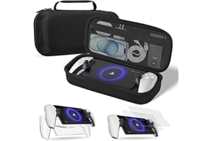 Mayue Accessories for PlayStation5 Portal, Carry Case with Hard PC Clear Protective Cover and Tempered Glass Screen Protector, Portable Hard Shell Travel Handbag for PS Portal Remote Player