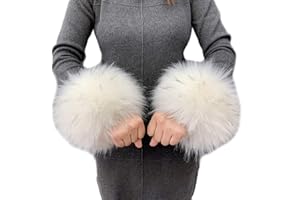 Asudaro Donna Polso Scaldamuscoli Pelliccia Sintetica Invernale Scaldamani con Polsini Corti Pelosi o Regali per Feste