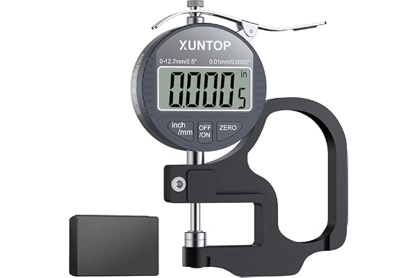 XUNTOP Digital tjockleksmätare, mätområde 0–12,7 mm, elektronisk mikrometer, tum/metrisk elektronisk procent-tjockleksmätare