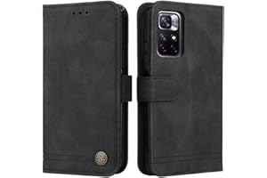 SEAHAI Cuero Funda para Xiaomi Redmi Note 11S 5G / Xiaomi Poco M4 Pro 5G Billetera Estuche, Carcasa con Tarjetero/Cierre Magnético/Suporte, Ultradelgado Cartera Flip Cover Case - Negro