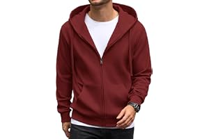 COOFANDY Herr hel dragkedja huvtröja fleece jacka ledig | Mjukt fleecefoder, justerbar huva, praktiska fickor, daglig komfort