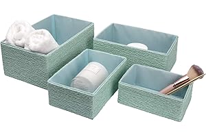La Jolíe Muse Aufbewahrungskörbe Set 4 – Flechtkorb Papierbehälter zur Aufbewahrung, Makeup-Boxen für Schrank Bad Schlafzimmer Wohnzimmer Grün