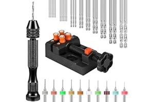 DAOKAI 37-częściowy zestaw mini wiertarki, wkręt z mikro wiertarką ręczną, wiertło spiralne PCB (0,6-3 mm) z mini imadłem, do żywicy polimerowej, rzemiosła, biżuterii DIY