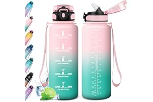 KollyKolla Borraccia 1.5L, Bottiglia Acqua con Cannuccia, a Prova di Perdite, Borraccia Palestra, Borraccia Motivazionale, Borracce per Adulto, Bambini, Sport, Scuola, Ciclismo, Gym