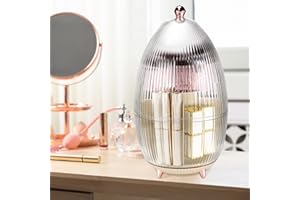 Collazoey Organizer na kosmetyki do makijażu, obracany o 360°, organizer na pędzle z pokrywką, pędzel do cieni do powiek, szminka, etui, do przechowywania, do dekoracji pokoju, toaletki, sypialni,