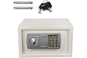 LUCN Fireproof Digital Safe Box Home Safes Cash Anti-theft Safe Box Electronic Documents Safety Safe Security Box Solid Steel with Full-digit Keypad, 2 Keys and 2 Bolts 8.5L (31x20x20cm, White)