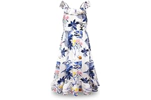 BONNY BILLY Robe Fille Été Imprimé Fleurs Bohême Chic Mousseline Longue Robe de Plage sans Manches