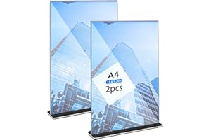 Hemiks 2 Stück Tischaufsteller A4, Transparent Preisschilder Aufsteller Acryl T-Ständer Doppelseitig Tischständer für Menükarten Prospekte Werbung Restaurant Café Büro