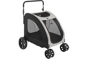 Outopee Dog Stroller, 4 Wheels Travel Stroller Folding Pet Wagon, Dog Stroller Cart for Extra Large Dog Cat Up to 100LBS, w/Adjustable Handle, Grey