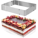 6 cm Height Adjustable Rectangular Mould, Square Cake Ring Baking | Stainless Steel Cake Pan, 6 cm Height, Adjustable Cake Ri