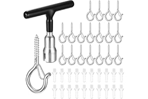 SHACHENH 20 Stück Schraubhaken, Deckenhaken, Hakenschrauben mit Sicherung, Wandhaken zum Schrauben, Haken mit Gewinde zum Aufhängen Pflanzenkörben, Lichterketten, Dekoration, mit 1 Hakenschraubendreher