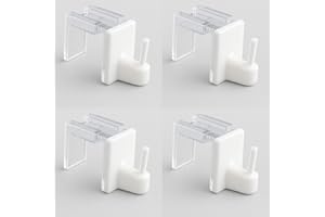 Byour3 - Set 4 pz Supporti per Tende Senza Forare - Gancetti Trasparenti regolabili per Bastoni a pressione Vetro Gancio x tende SENZA Bucare infisso - Gancini tende NO FORO (Bianco, da 15 a 26mm)