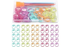 ‎DOXIRU 50 Stück Maschenmarkierer zum Stricken, 5 Farben Maschenmarkierer aus Metall, Maschenmarkierer zum Häkeln, 9 Stück Stumpfe Nähnadeln mit großem Öhr mit Aufbewahrungsbox zum Nähen, Stricken, Häkeln