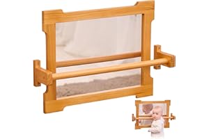 ODOXIA Montessori lustro z drążkiem dla małych dzieci | lusterko dla niemowląt Montessori do nauki biegania | Lustro Montessori z uchwytem | Drewniany drążek do wspierania motoryki | pokój dziecięcy do sali