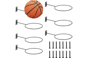 JAOMON 7 Stücke Wandhalterung Ball Halter Metall Ball Halter Schwarz Ballhalterung Montiert Ball Wandhalterung Mit Schrauben Ballhalterung für Basketbälle Fußball Football Volleyball Display