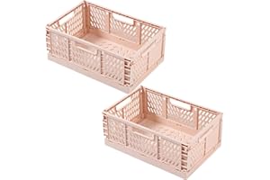 EURXLQ 2Pcs Caja Plegable Plastico Cajas Organizadoras Caja de Almacenamiento Portátil Adecuado para Oficinas, Cocinas, Baños, Habitaciones Almacenaje Plegables de Plástico (Rosa, 25×16×10 cm)