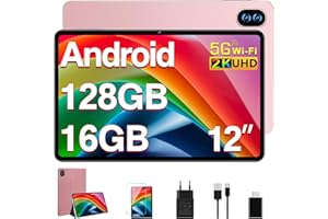 MEBERRY Tablette 12 Pouces Écran 2K Octa-Core 2.0 GHz, Tablette Tactile 16Go RAM + 128Go ROM (Extension 512Go), 5G WiFi, Bluetooth 5.0, 8000 mAh, 5+13+2MP, Tablette-Or
