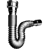 Wirquin 30722043 Extendable Chrome Basin Siphon D32-40, Chrome | Universal outlet, waterproof, anti-odour, easy installation,