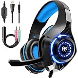 Cuffie Gaming, Cuffie Gaming con Microfono Noise Cancelling, Stereo Bass Deep, Cuscinetti Auricolari Proteici, per PS4 PS5 PC