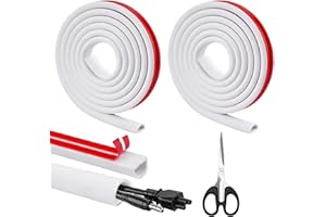 5M Mini Canaleta de Cables, Scettar 15X10mm Canal de Cable Flexible en Forma de D Canaleta Cables Pared Adhesivo Cables en el Suelo de la Pared con 1 Tijeras para Hogar Oficina Almacén