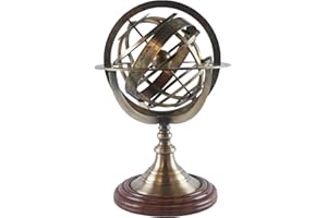 Middle-England 28cm Armillary Sphere Globe 19cm Antique Brass Nautical Earth Zodiac Horoscope Constellations