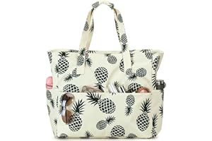 LEDAOU Duża torba plażowa z zamkiem błyskawicznym, wodoszczelna, torba na ramię, torba na zakupy, odporna na piasek, z zamkiem błyskawicznym, na basen, fitness, torba podróżna dla rodziny