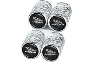 NANNUT 4 Pezzi Cappucci Valvole Pneumatici per Auto, per Jaguar XE XEL XF XFL XJ F-Pace F-Type, Cappucci Valvole con Anello in Gomma, Copri Stelo Antipolvere Impermeabili, Accessori Esterne,Silver