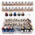 GTIWUNG 20Pcs B5K B10K B20K B50K B100K Ohm Knurled Shaft Linear Rotary Taper Potentiometer with Knob(WH148) Kit, Knob Linear Potentiometer 3 Terminal Rotary Potentiometer with Cap Nuts and Washer