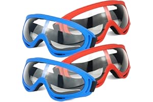 Toyer Paquete de 4 gafas protectoras/anteojos de seguridad/anteojos de motocicleta con bandanas – Compatible con Nerf Game Battle para niños (rojo + azul)