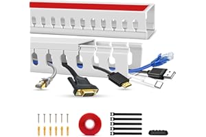 AOCII Kit de Canal de Cable para Raceway, Canal Abierto para Cable de TV, Cable Corrector de Cables, túnel de gestión de Cables Debajo del Escritorio(40cm*2)