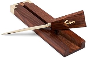 NKlaus Otwieracz do listów z drewnianym uchwytem 22 x 5 cm otwieracz koperty motyw kotwicy nóż do listów koperta otwieracz 11522