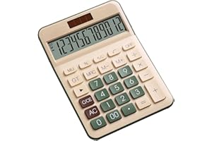 NEWYES Tischrechner, 12-stellig, großes LCD-Display, Solarbatterie, Dual-Power, große Taste, Off-Taste, grüner Stil für Zuhause und Büro