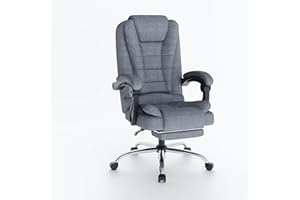 naspaluro Silla de Oficina con Reposapiés, Ergonómica Silla Ejecutiva con Respaldo Alto, Altura Ajustable, Silla Giratoria, Computadora Silla Reclinable, Gris