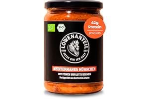 Löwenanteil - 100% Bio MEDITERRANES HÜHNCHEN - 570g Glas - Proteinreiches Fertiggericht mit bestem Hühnchen - Ohne Zuckerzusatz & Glutenfrei