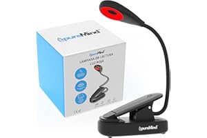 Puremind Lampe de Lecture Rouge Anti Lumière Bleue + Col Flexible 360° + USB Rechargeable – 3 Intensités Lampe Livre pour Lire au Lit Sans Fatigue Visuelle
