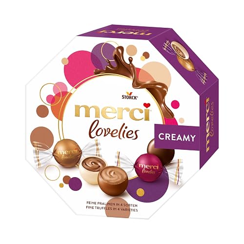 merci lovelies Creamy - 1 x 185g - Chocolate Mix with Filled Chocolate Specialities (Packaging May Vary)