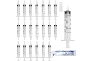 Scettar 20 Piezas Jeringas 5ml Jeringa Desechable Esteril Jeringa de Plastico sin Aguja con Tapa, Jeringuilla Jeringa Grande para Laboratorios Científicos, Medición, Riego, Relleno, Filtración
