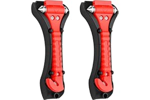 Emergency Seatbelt Cutter and Window Hammer Car Tool - 2-Pack, Red - Safety Hammer & Glass Breaker for Auto Escape - Life Saving Automotive Accessories - by Mata1